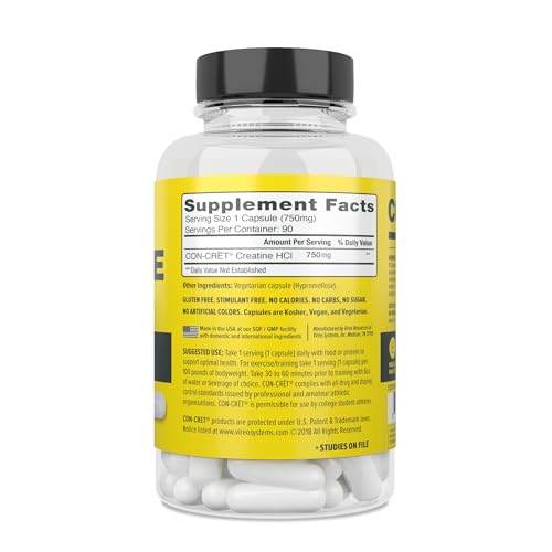 Creatine HCl Capsules for Muscle and Cognitive Support, 90 Count C8090