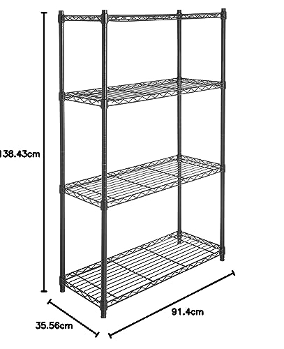 5-Shelf Adjustable Heavy Duty Storage Shelving Unit on Wheel Casters, Metal Wire Rack, Black A697