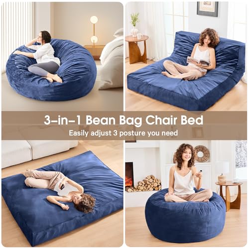 Giant Bean Bag Chair Convertible Bed with Microfiber Cover X2136