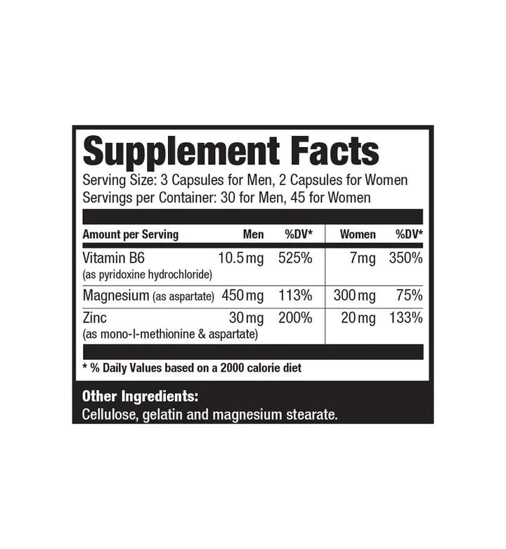 ZMA Vitamin & Mineral Supplement, 90 Capsules A902