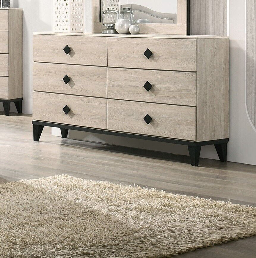 Cream Color Dresser Mirror with Nightstands and Chest Bedroom Set N23014