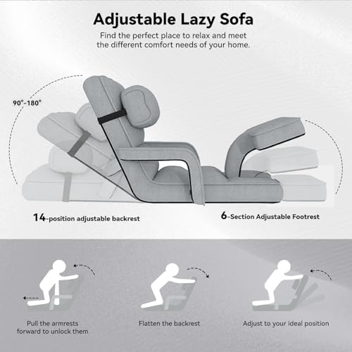 Folding Floor Chair with Adjustable Backrest, Portable Recliner Seat for Adults N6716