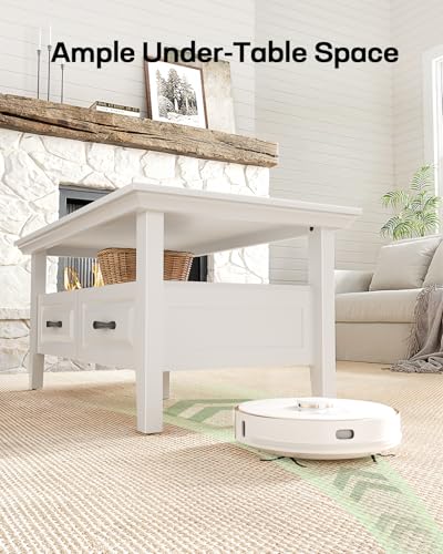 Lift Top Coffee Table with Open and Hidden Storage, Modern Fluted Design S200567