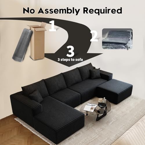 Modular Sectional Sofa with Ottoman, U-Shaped Deep Seat Couch for Living Room O870