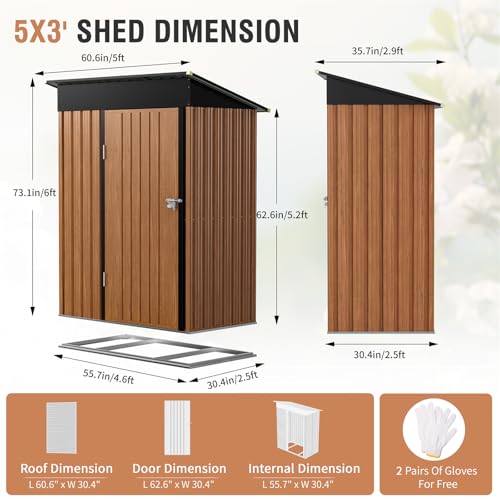 Metal Storage Shed 5x3 ft with Lockable Door for Garden and Backyard B82351