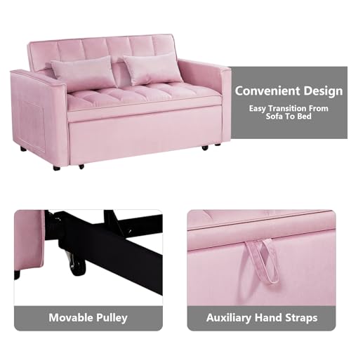 Convertible Sleeper Sofa Bed with Pull-Out Bed and Adjustable Backrest V521