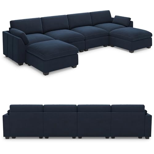 Extra Large Modular Sectional Sofa, 4-Seater L Shaped Couch, Velvet Convertible for Living Room L139