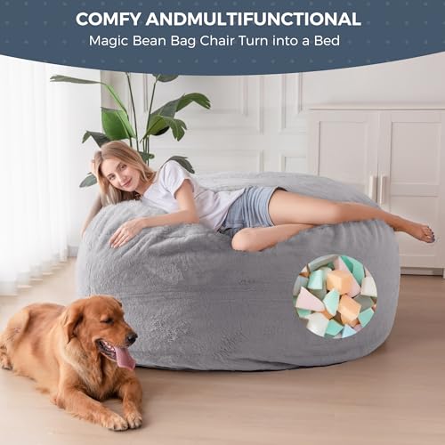 Giant Bean Bag Chair Bed for Adults, Convertible Floor Sofa Mattress R473823