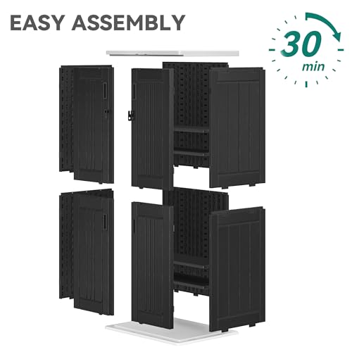 Outdoor Storage Cabinet with 2 Shelves, Waterproof Resin Tool Shed, Lockable, Dark Gray M33386
