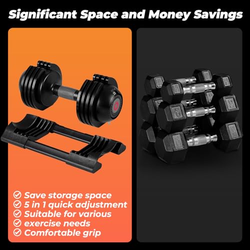 Adjustable Dumbbells, 5 Weight Options with Anti-Slip Metal Handle G826736