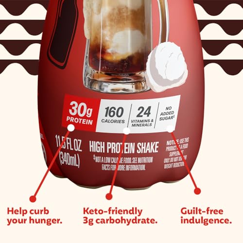 Café Latte Protein Shake, 30g Protein, 1g Sugar, 11.5 fl oz, 12 Pack W5537