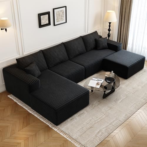 Modular Sectional Sofa with Ottoman, U-Shaped Deep Seat Couch for Living Room O870