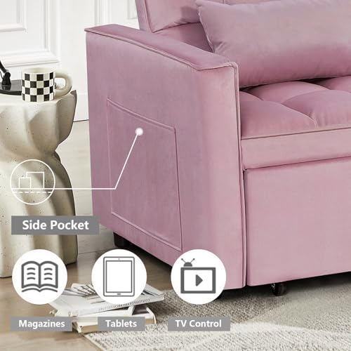 Convertible Sleeper Sofa Bed with Pull-Out Bed and Adjustable Backrest V521