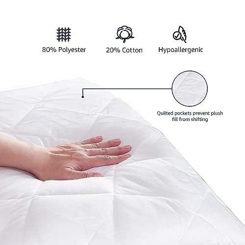 Hypoallergenic Quilted Mattress Topper Pad, Twin XL, White B63049