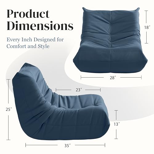 Bean Bag Chair for Adults, Suede & Microfiber Corner Lounge Sofa, 3-Seater, Beige F9802