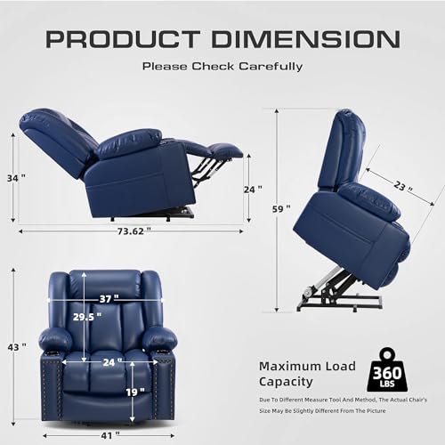 Power Lift Recliner Chair for Elderly with Heat and Massage, Adjustable Positions, Dark Brown P618617
