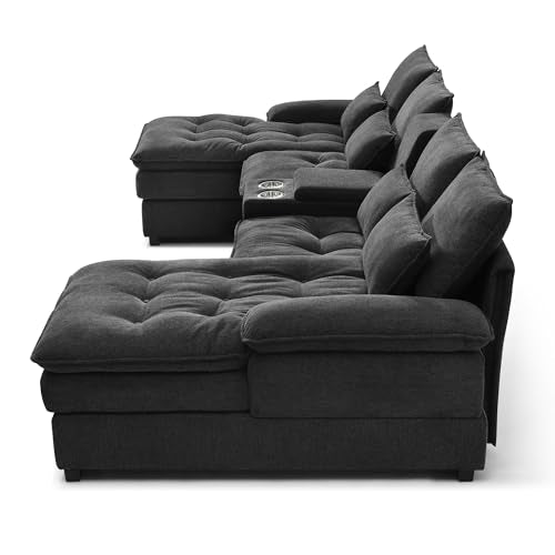 Modular Sectional Sofa with Ottoman, U-Shaped Lounge Couch H930