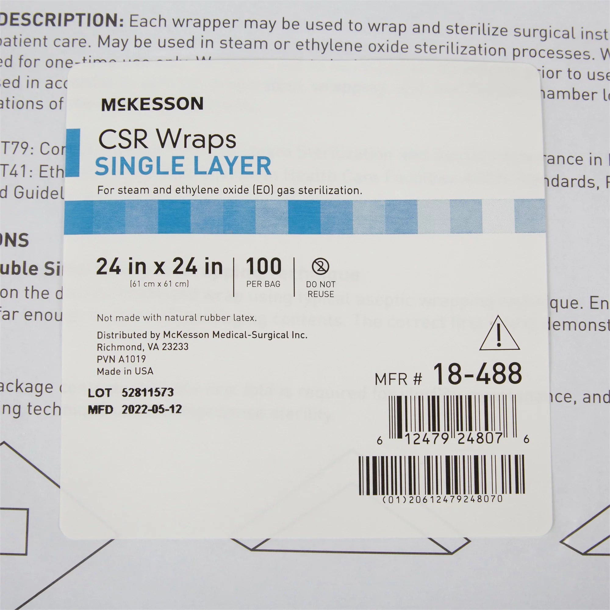Sterilization Wrap Blue 24 x 24" 100 Ct T7157