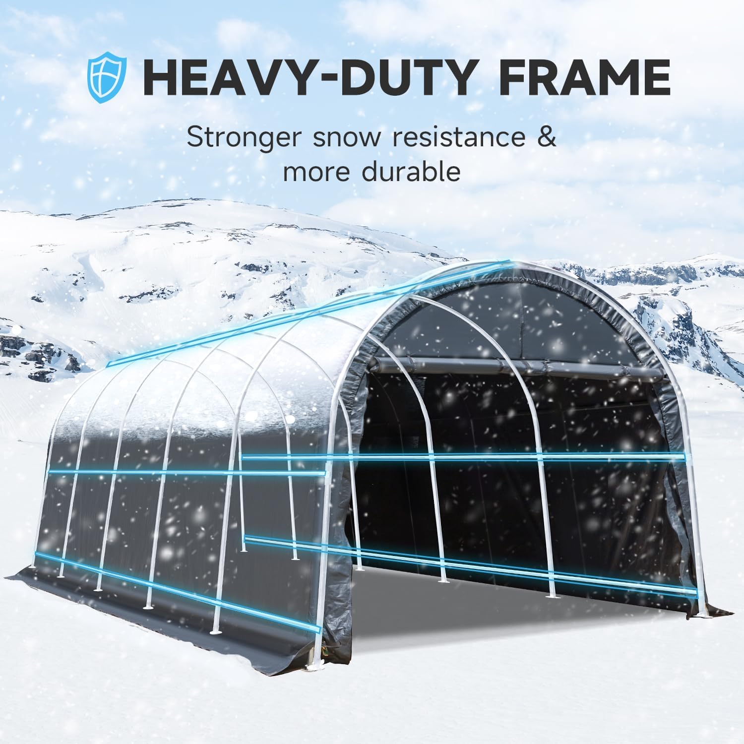 Heavy Duty Portable Carport with All-Steel Frame and Round Roof P8283