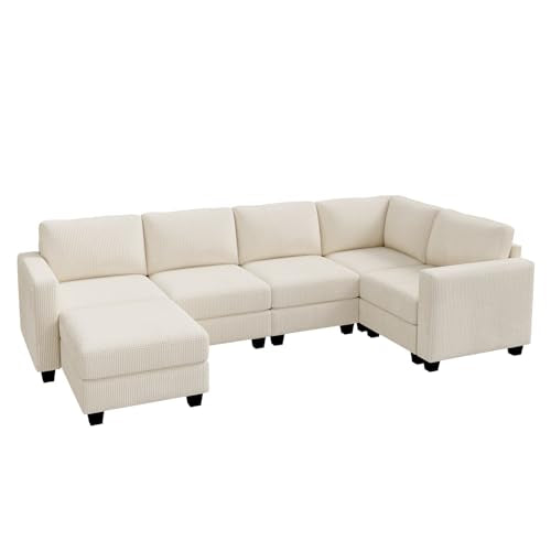 Corduroy Modular Sectional Couch with Storage, L-Shaped, 6 Seater, Dark Gray X823135