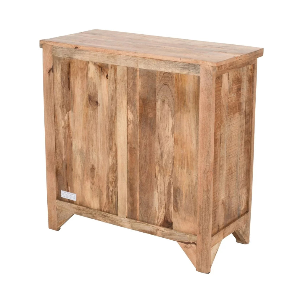 39 Inch Farmhouse 2 Drawer Mango Wood Console Cabinet with Door Storage, Rustic Brown C191