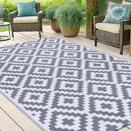 Waterproof Outdoor Rug 5x8 ft, Reversible Plastic Straw Patio Mat Z2613