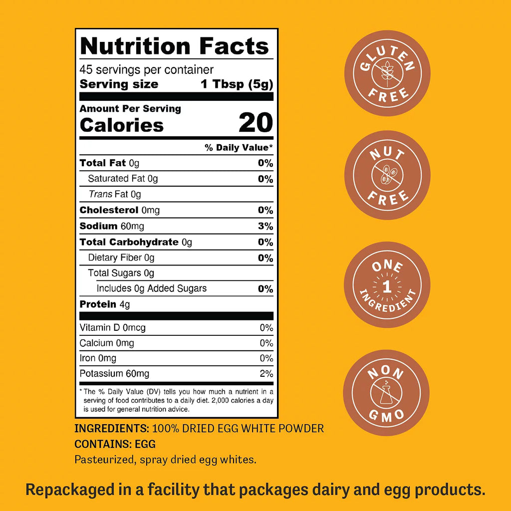 Dried Egg White Protein Powder 8 oz - Pasteurized, Non-GMO, Gluten-Free S308323