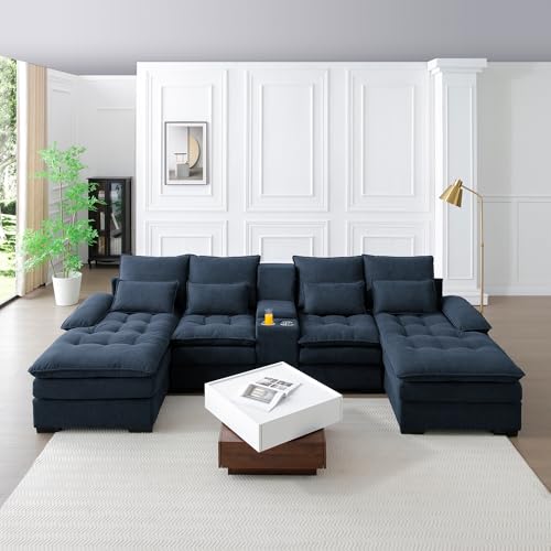 Modular Sectional Sofa with Ottoman, U-Shaped Lounge Couch H930
