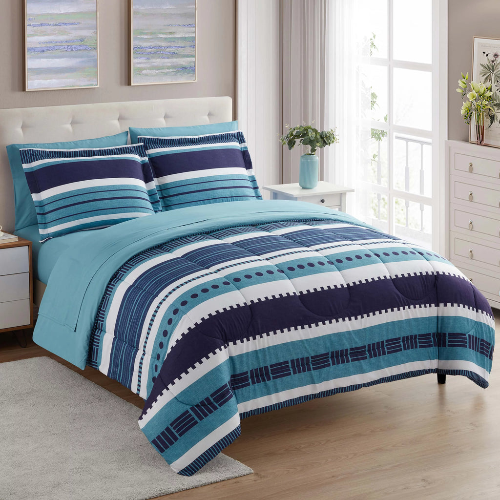 Queen Bed in a Bag Comforter & Sheet Set, 7 Piece U47406