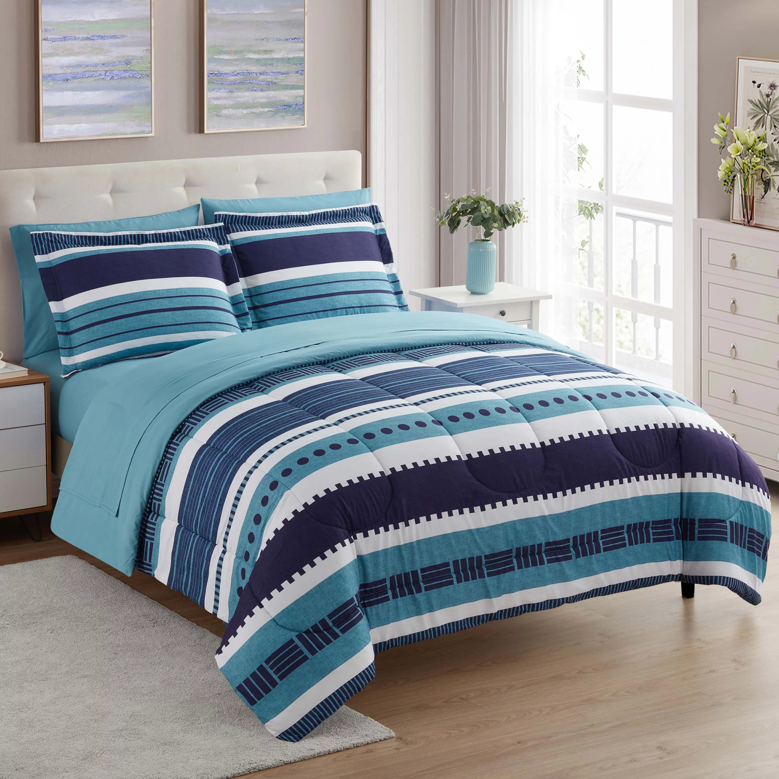 Queen Bed in a Bag Comforter & Sheet Set, 7 Piece U47406