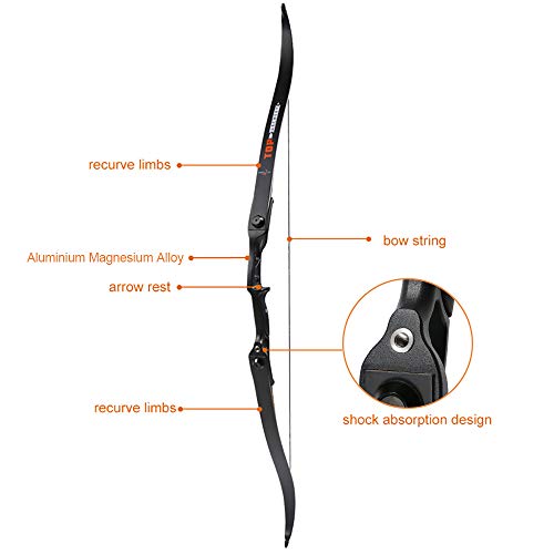 56" Takedown Hunting Recurve Bow Metal Riser Right Hand F6973