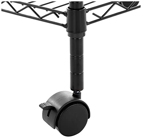5-Shelf Adjustable Heavy Duty Storage Shelving Unit on Wheel Casters, Metal Wire Rack, Black A697