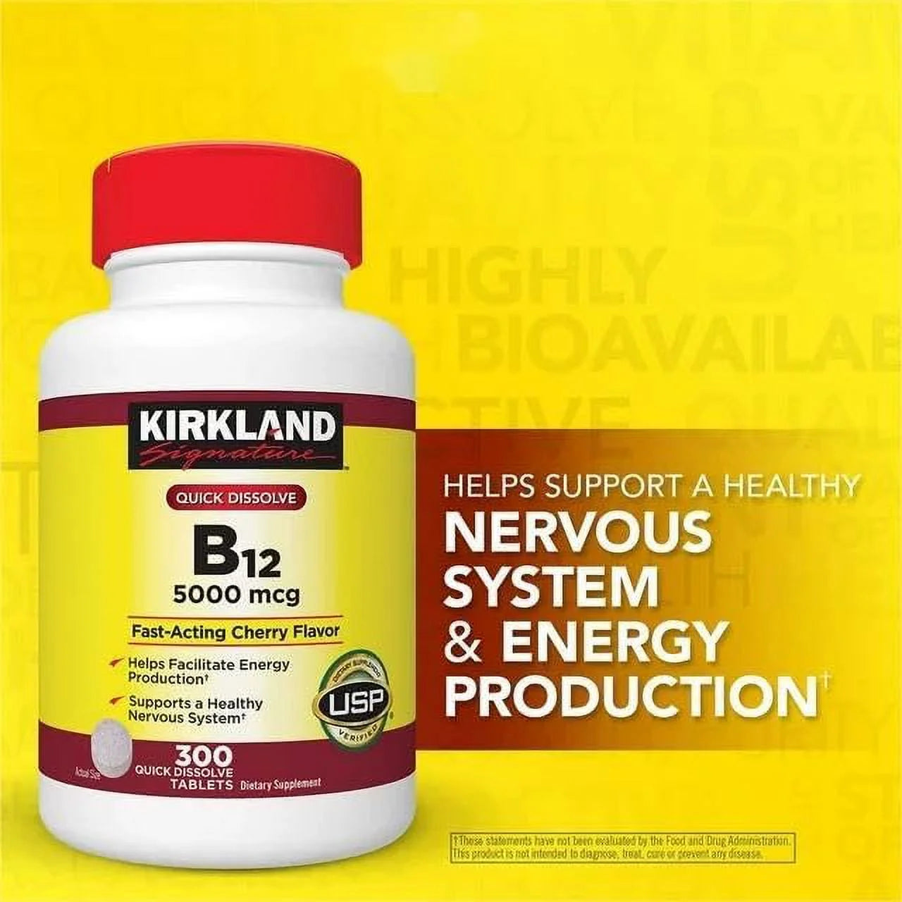 Vitamin B12 5000 mcg Tablets, Cherry Flavored, 300 Count G712