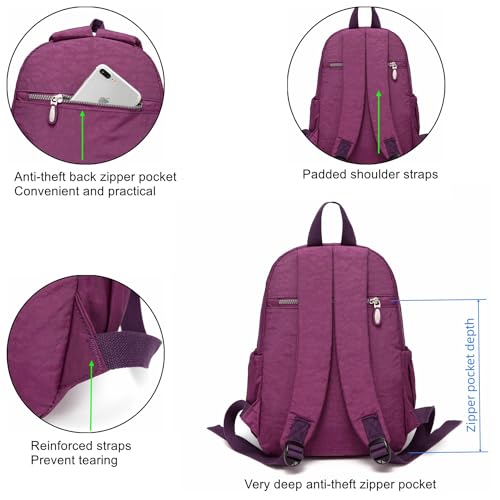 Mini Daypack with Anti-Theft Back Zipper Pocket, Lightweight Backpack for Hiking Travel Sports L114