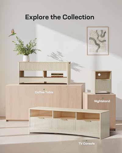 Lift Top Coffee Table with Open and Hidden Storage, Modern Fluted Design S200567