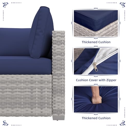 Outdoor Sectional Sofa Set with Cushions and Glass Coffee Table T1708