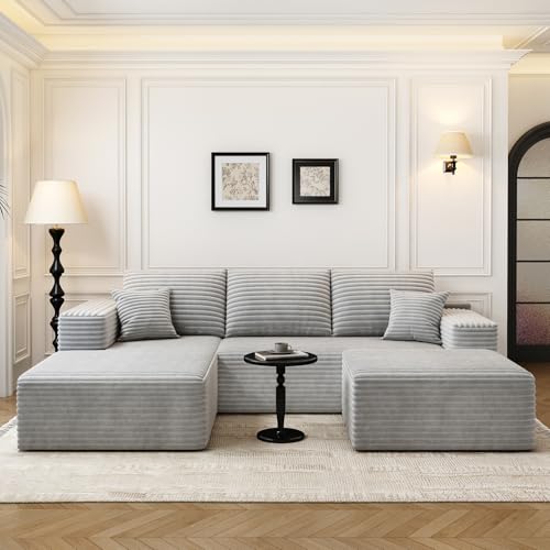 Modular Sectional Sofa with Ottoman, U-Shaped Deep Seat Couch for Living Room O870