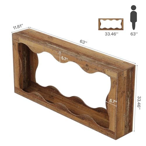 Farmhouse Console Table with Storage, Couch Table Behind Sofa, Narrow Hallway Stand, Brown K521