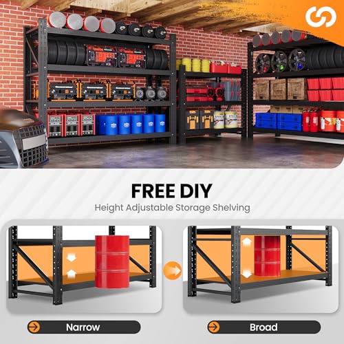 Heavy Duty 4-Tier Metal Garage Shelving Unit, Adjustable Steel Storage Rack D5378