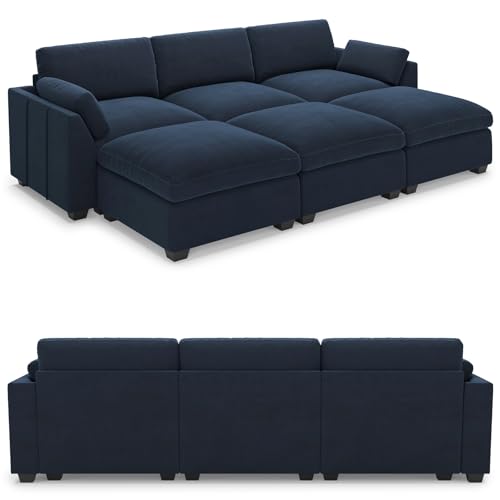 Extra Large Modular Sectional Sofa, 4-Seater L Shaped Couch, Velvet Convertible for Living Room L139