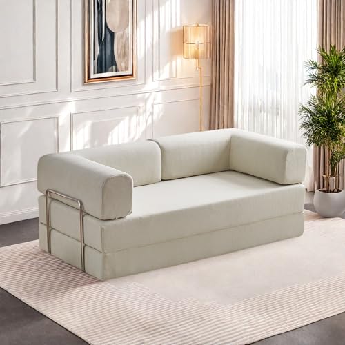 Foldable Floor Sofa Bed with Pillow Back and Armrest, Dark Gray S29408