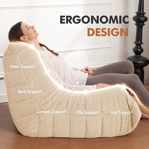 Bean Bag Chair for Adults with Memory Foam, Black Plush X409228