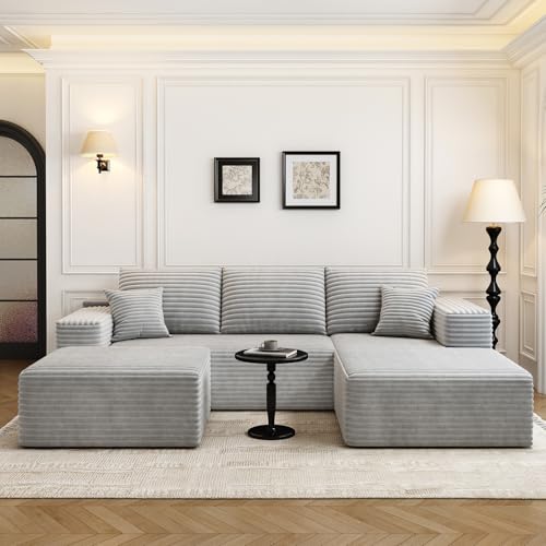 Modular Sectional Sofa with Ottoman, U-Shaped Deep Seat Couch for Living Room O870