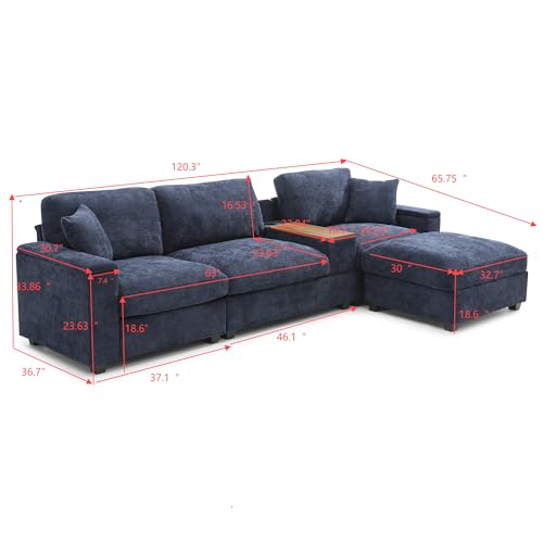 Modular Sectional Sofa with Ottoman, U-Shaped Lounge Couch H930