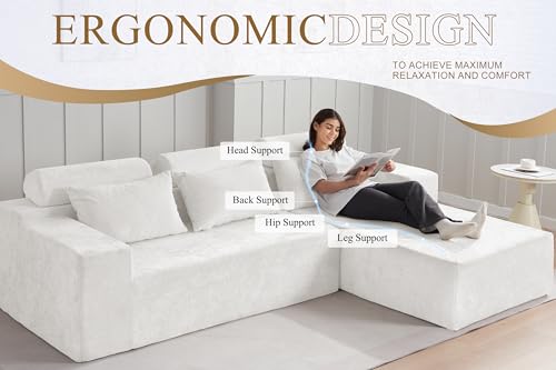 L-Shape Modular Sectional Sofa with Deep Seat, No Assembly Required C597556