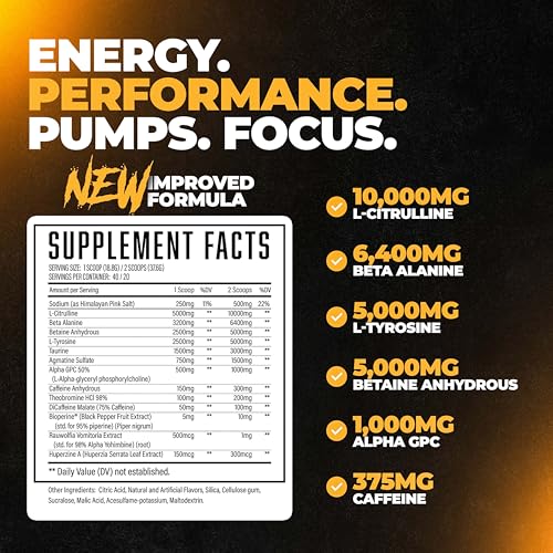 Pre Workout, Advanced Formula, Boosts Energy, Focus & Performance B1952