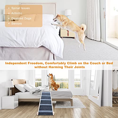 Adjustable Wooden Dog Ramp for Bed, Couch, Car, SUV, 200Lbs Capacity L188