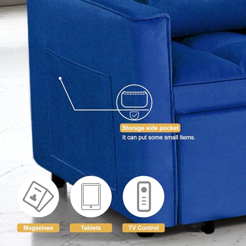 Sleeper Sofa Bed with Side Pocket, Convertible Futon Couch for Living Room X8857