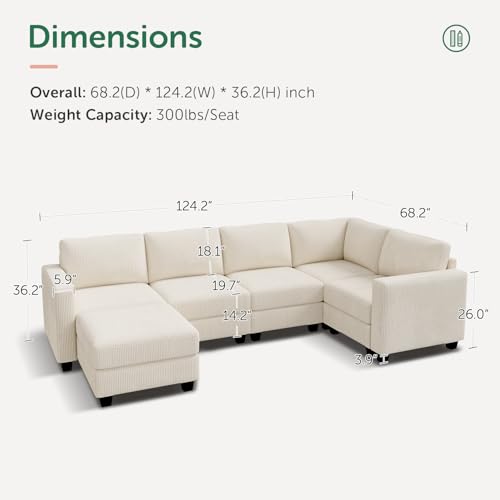 Corduroy Modular Sectional Couch with Storage, L-Shaped, 6 Seater, Dark Gray X823135