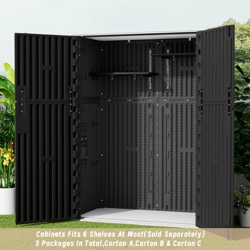 Outdoor Vertical Storage Shed, 57 Cu.ft, Waterproof, Lockable, Brown G868262